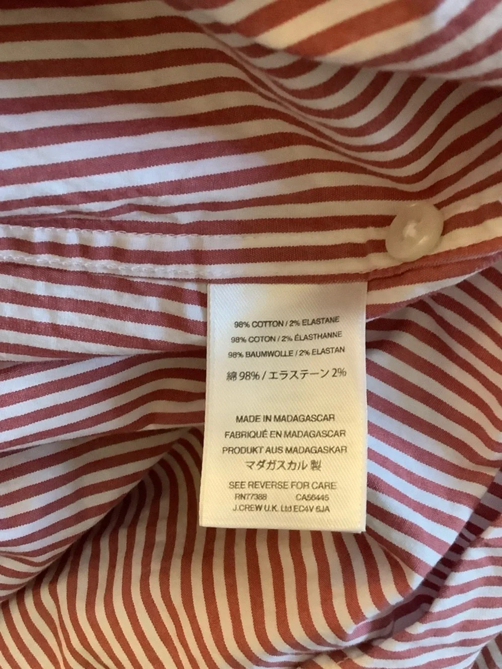 J. Crew Red & White Striped Button-Up Dress Shirt